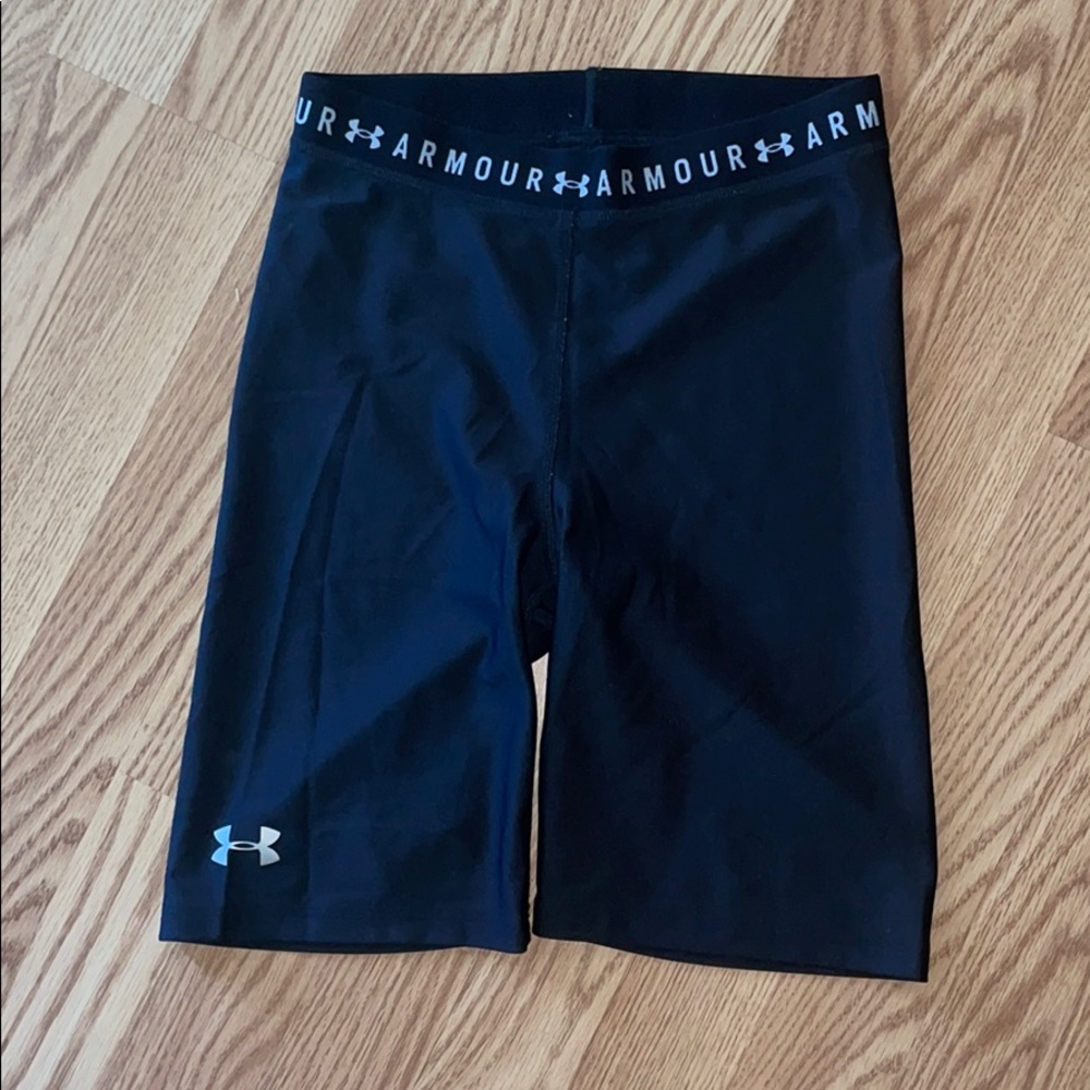 Under Armour Black Bike Shorts with White Logo